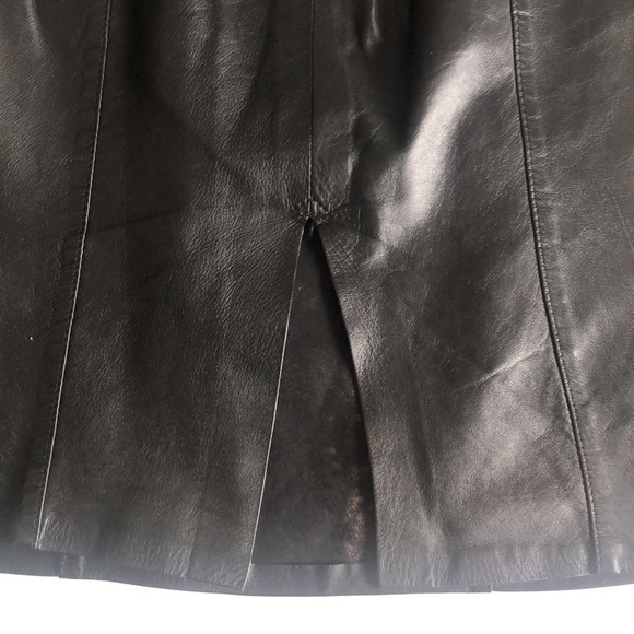 Vintage Leather Pencil Skirt size 12 Black Pockets Split Button & Zip - Picture 6 of 7